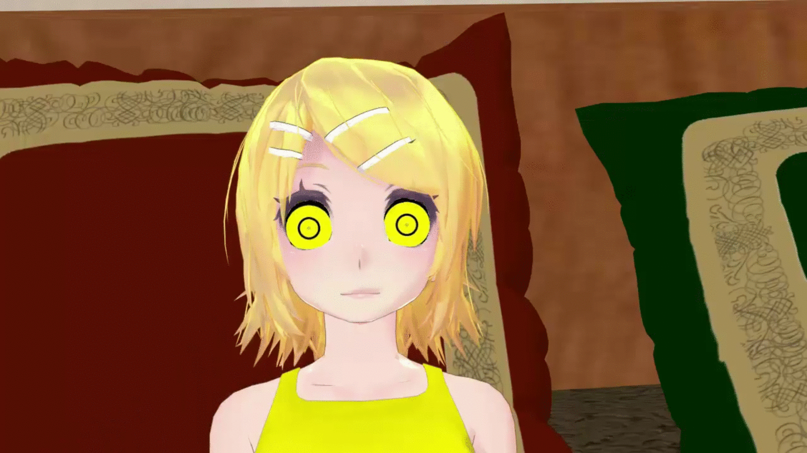 3d animated gif bare shoulders blonde hair expressionless