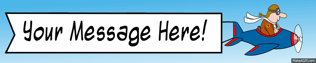 airplane with text banner on make a gif