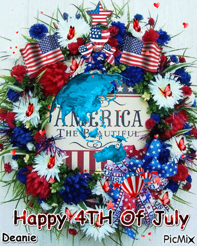 america the beautiful happy 4th of july animated wreath