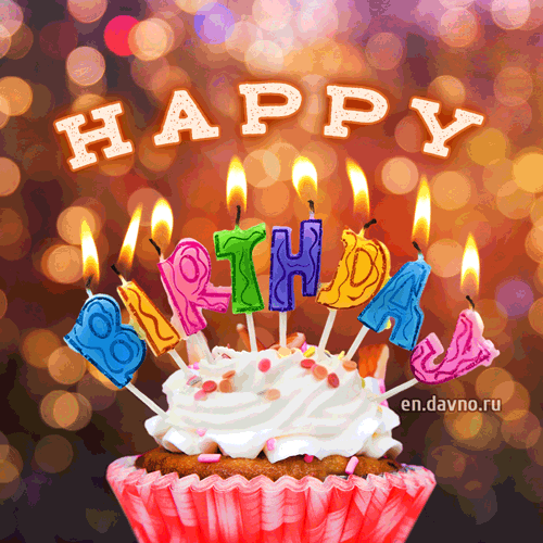 animated birthday card with cupcake and candles download