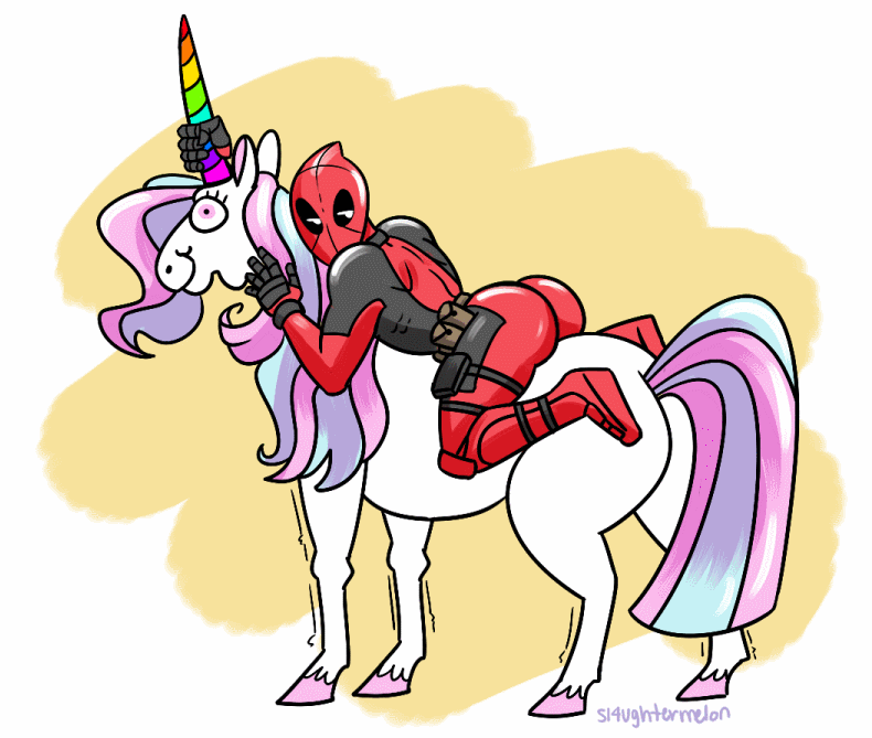 deadpool gif and unicorn by ale medina whi