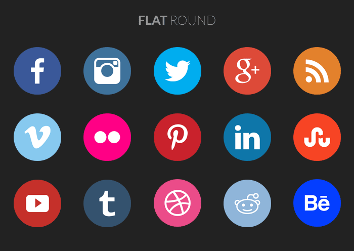 free round and polygon social media icons