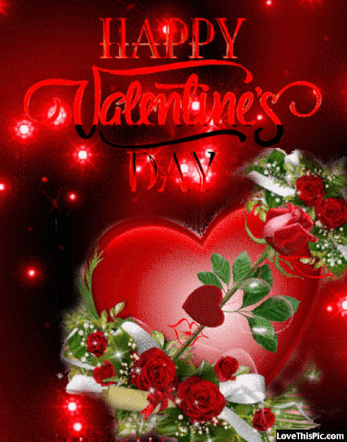 hearts and roses happy valentine s day gif quote pictures