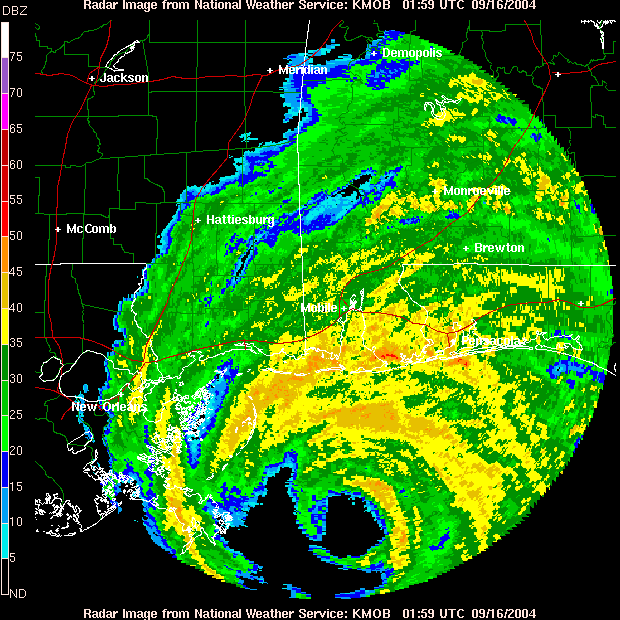 hurricane ivan animated landfall northescambia com