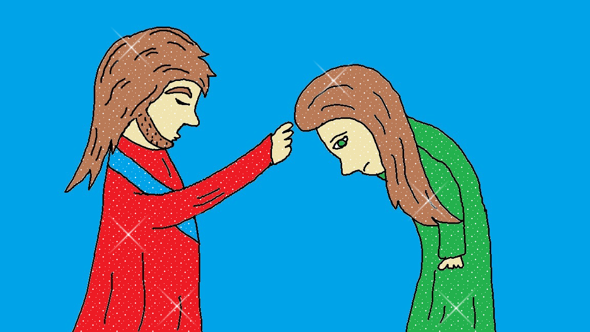 jesus heals a woman glitter graphic gif clip art