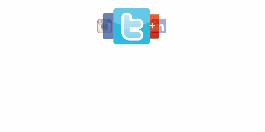 stacked social media icons expand on hover codemyui