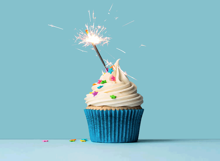 animated blue cupcake with sparkler email backgrounds id