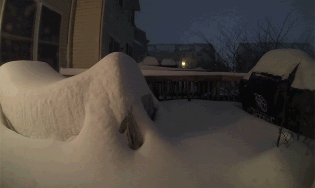 time lapse shows how much snow fell during the blizzard of