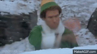 will ferrell as elf in snowball fight on make a gif
